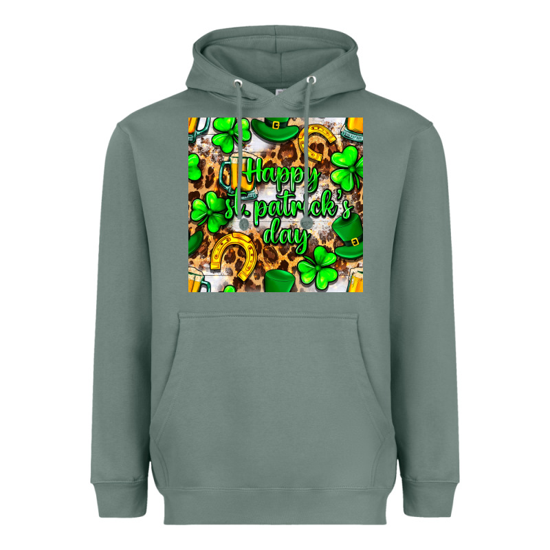 Happy St. Patrick's Day Pattern Digital Paper Heavyweight Hoodie by BundleAndBundleShop | Teevron
