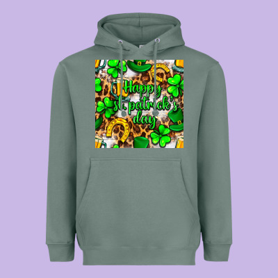 Happy St. Patrick's Day Pattern Digital Paper Heavyweight Hoodie Designed By Bundleandbundleshop