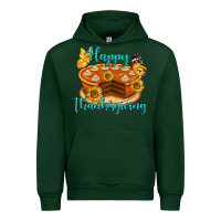 Forest Green Happy Thanksgiving Pumpkin Pie Urban Hoodie - LillyAllenDesigns