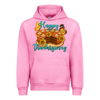 Fuchsia Pink Happy Thanksgiving Pumpkin Pie Urban Hoodie - LillyAllenDesigns