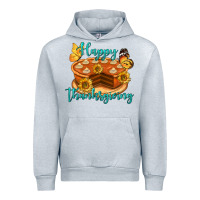 Heather Grey Happy Thanksgiving Pumpkin Pie Urban Hoodie - LillyAllenDesigns