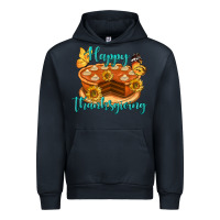 Navy Happy Thanksgiving Pumpkin Pie Urban Hoodie - LillyAllenDesigns