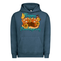 Pigment Midnight Navy Happy Thanksgiving Pumpkin Pie Urban Hoodie - LillyAllenDesigns