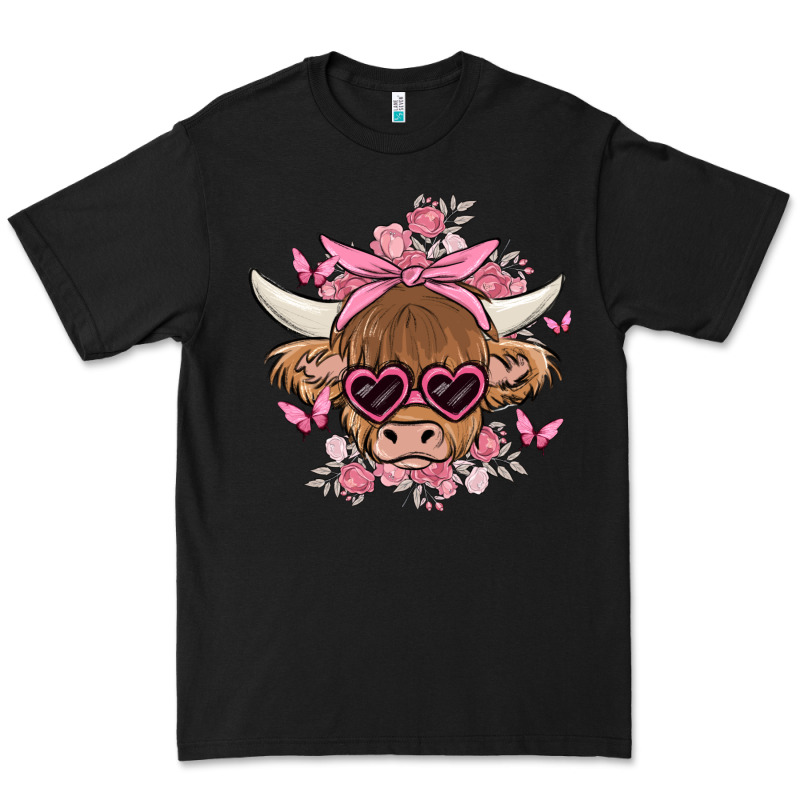 Cow With Flowers And Butterflies Premium Tee by MaliasSmallBusiness | Teevron