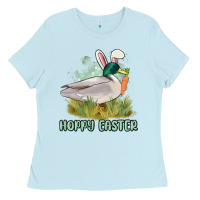 Baby Blue hoppy easter duck hunting Ladies Tee - MaliasSmallBusiness