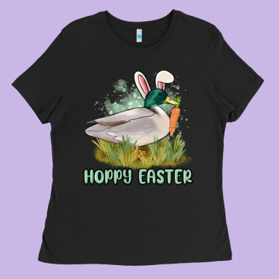Hoppy Easter Duck Hunting Ladies Tee Designed By Maliassmallbusiness
