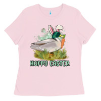 Bubblegum Pink hoppy easter duck hunting Ladies Tee - MaliasSmallBusiness