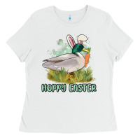 White hoppy easter duck hunting Ladies Tee - MaliasSmallBusiness