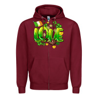 Burgundy Love St. Patrick's Day Zipper Hoodie - HowdyJamesFarm