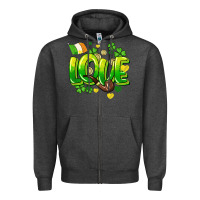 Charcoal Heather Love St. Patrick's Day Zipper Hoodie - HowdyJamesFarm
