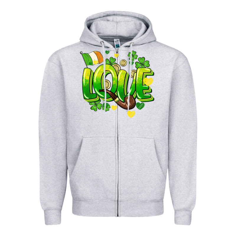 Love St. Patrick's Day Zipper Hoodie by HowdyJamesFarm | Teevron