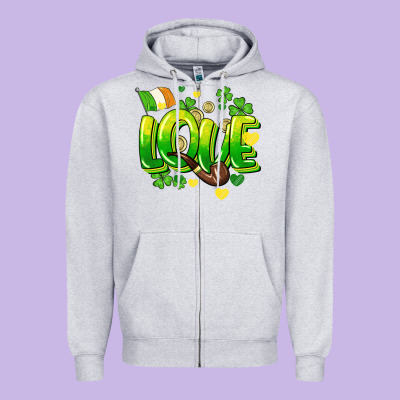 Love St. Patrick's Day Zipper Hoodie Designed By Howdyjamesfarm