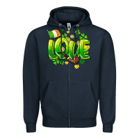 Navy Love St. Patrick's Day Zipper Hoodie - HowdyJamesFarm