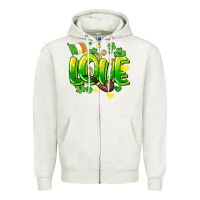 Oatmeal Heather Love St. Patrick's Day Zipper Hoodie - HowdyJamesFarm