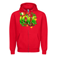 Red Love St. Patrick's Day Zipper Hoodie - HowdyJamesFarm
