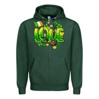 Sports Green Love St. Patrick's Day Zipper Hoodie - HowdyJamesFarm