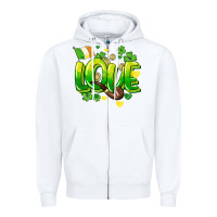 White Love St. Patrick's Day Zipper Hoodie - HowdyJamesFarm
