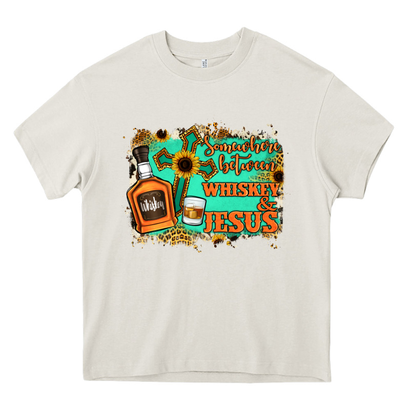 Somewhere Between Whiskey And Jesus Heavy Core Tee by Jasminsmagicworld | Teevron