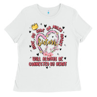 White side by side or miles apart sisters will always be connected by heart Ladies Tee - MaliasSmallBusiness