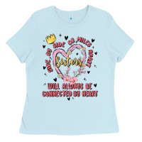 Baby Blue side by side or miles apart sisters will always be connected by heart Ladies Tee - MaliasSmallBusiness
