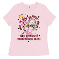 Bubblegum Pink side by side or miles apart sisters will always be connected by heart Ladies Tee - MaliasSmallBusiness