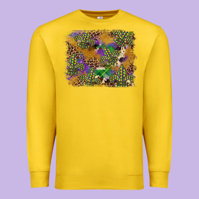 Mardi Gras Plaid Purple Glitter Cowhide  Leopard Premium Sweatshirt Designed By Fadigitalartstudio