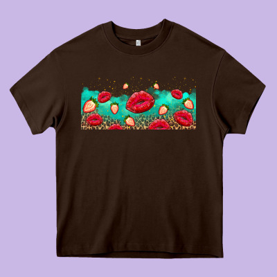 Lips And Strawberries Heavy Core Tee Designed By Adodesignshop