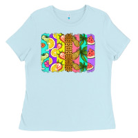 Baby Blue summer brushstroke Ladies Tee - Jasminsmagicworld