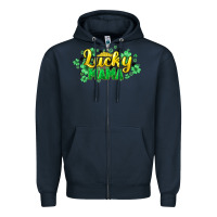 Navy lucky mama st patricks Zipper Hoodie - HowdyJamesFarm
