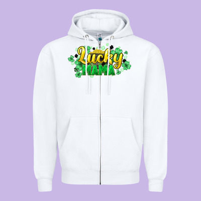 Lucky Mama St Patricks Zipper Hoodie Designed By Howdyjamesfarm