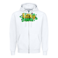 White lucky mama st patricks Zipper Hoodie - HowdyJamesFarm