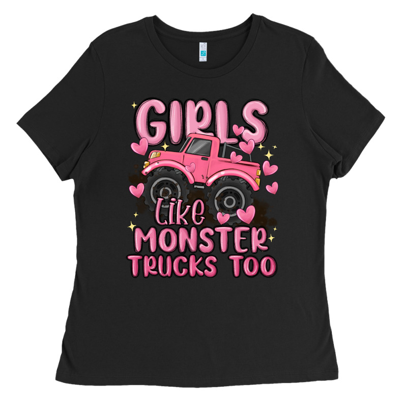 Girls Like Monster Trucks Too Ladies Tee by MaliasSmallBusiness | Teevron