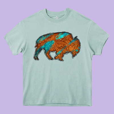 Bison Heavy Core Tee Designed By Jasminsmagicworld