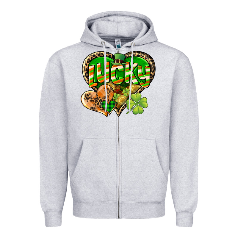 Lucky Heart St. Patrick's Day Zipper Hoodie by CowGirlArtShop | Teevron