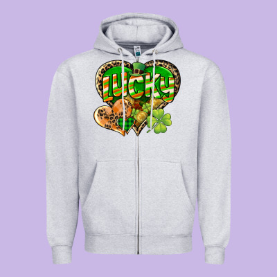 Lucky Heart St. Patrick's Day Zipper Hoodie Designed By Cowgirlartshop