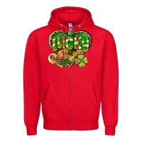 Red Lucky heart St. Patrick's Day Zipper Hoodie - CowGirlArtShop