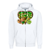 White Lucky heart St. Patrick's Day Zipper Hoodie - CowGirlArtShop