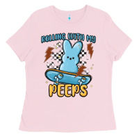 Bubblegum Pink skateboard bunny Ladies Tee - MaliasSmallBusiness