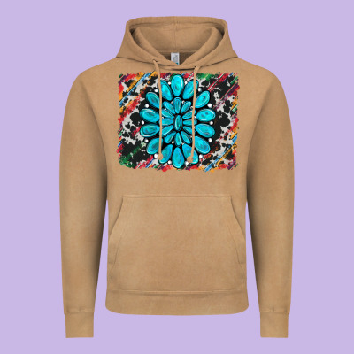 Cowhide And Serape Gemstone Background Vintage Hoodie Designed By Ranaportraitstore
