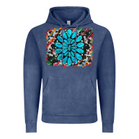 Vintage Denim cowhide and serape gemstone background Vintage Hoodie - RanaPortraitStore