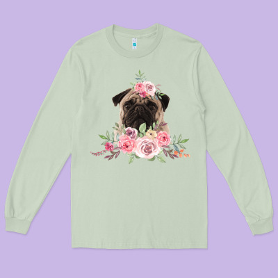 Pug Long Sleeve Tee Designed By Bettercallsaul