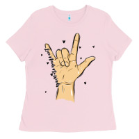 Bubblegum Pink love needs no words Ladies Tee - MaliasSmallBusiness