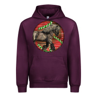 Mauve Wine Belgian Horse Christmas Urban Hoodie - LillyAllenDesigns