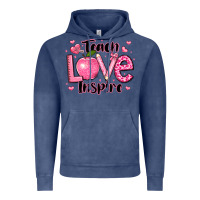 Vintage Denim teach love inspire teacher valentines day Vintage Hoodie - LillyAllenDesigns