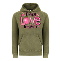 Vintage Olive teach love inspire teacher valentines day Vintage Hoodie - LillyAllenDesigns