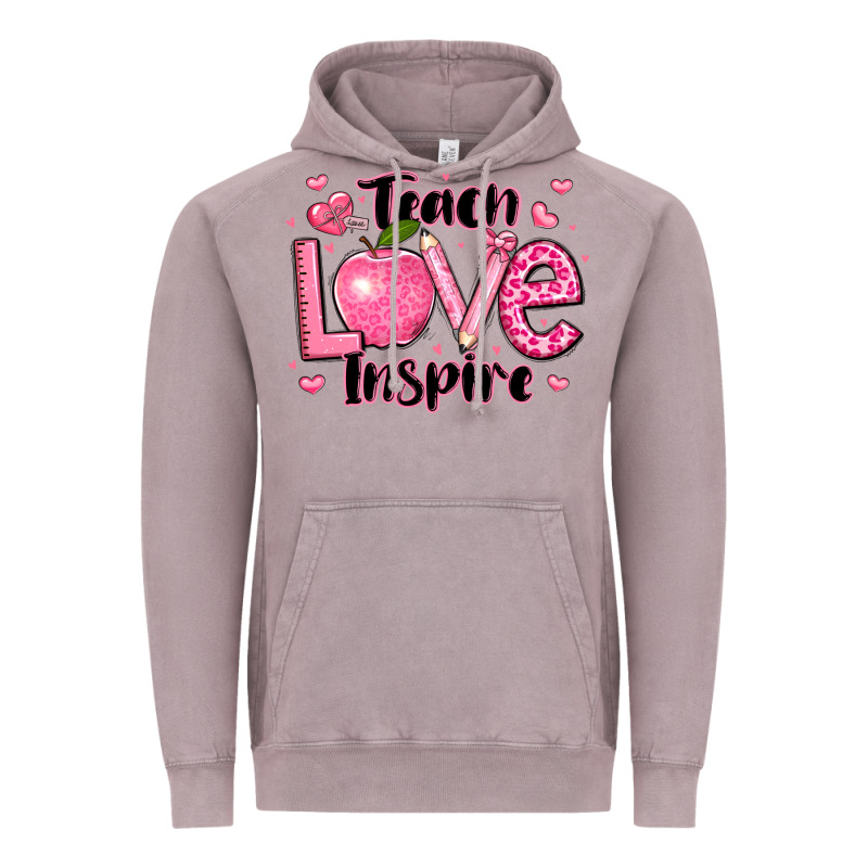 Teach Love Inspire Teacher Valentines Day Vintage Hoodie by LillyAllenDesigns | Teevron