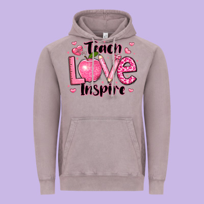 Teach Love Inspire Teacher Valentines Day Vintage Hoodie Designed By Lillyallendesigns