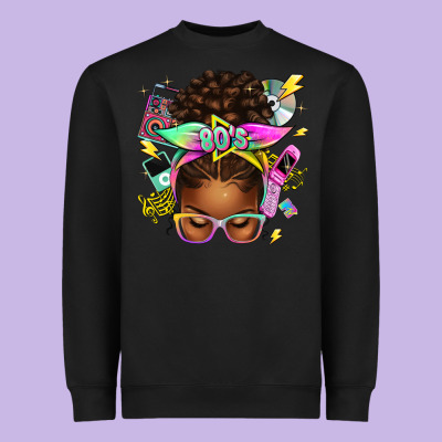 80's Babe Afro Messy Bun Heavyweight Sweatshirt Designed By Texasbilliewilder