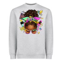 Heather Grey 80's babe afro messy bun Heavyweight Sweatshirt - texasbilliewilder