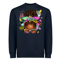 Navy 80's babe afro messy bun Heavyweight Sweatshirt - texasbilliewilder